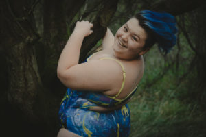 "Turquoise and Yellow Disarray" One-piece Swimsuit