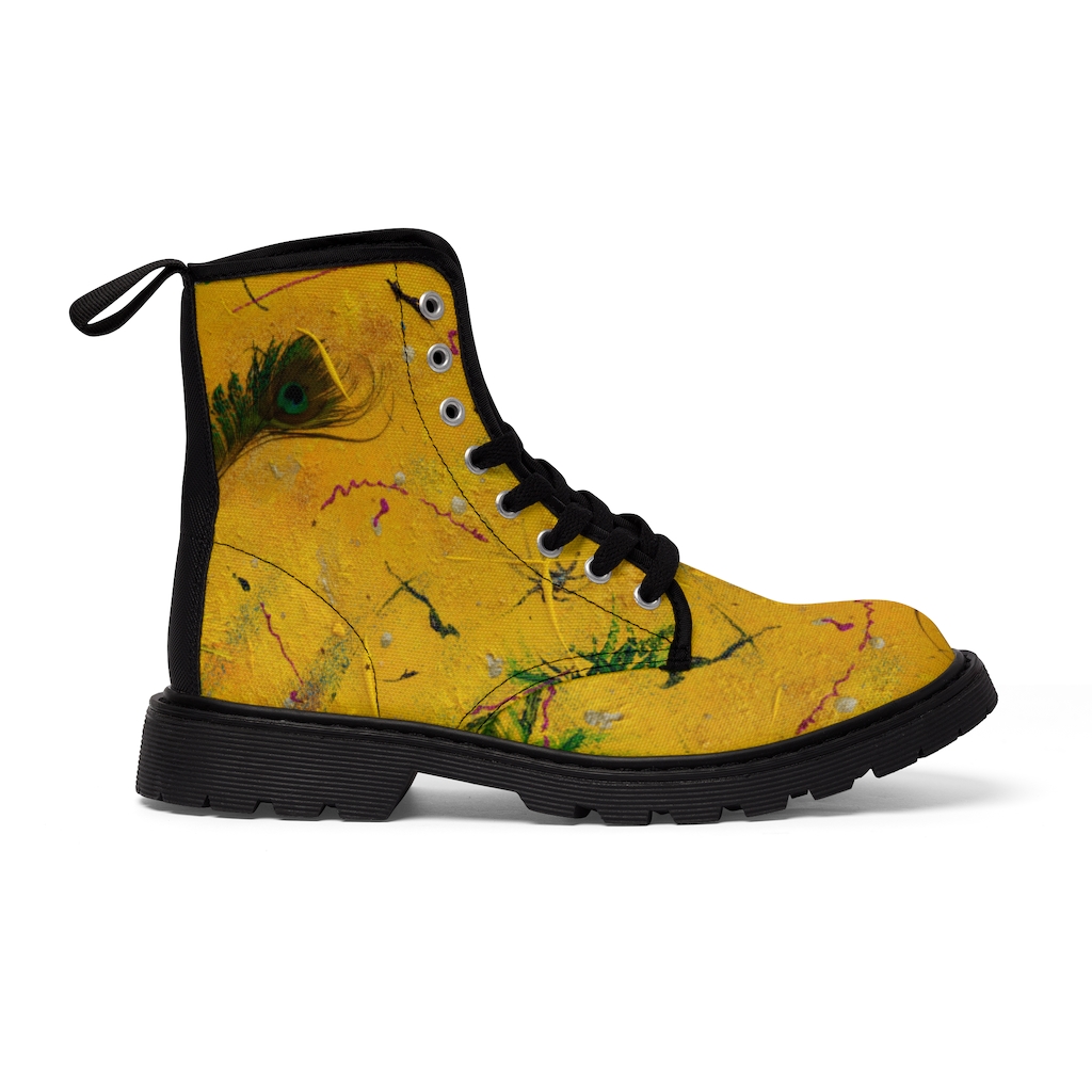 "Yellow Shock" Women's Canvas Boots - Image 3